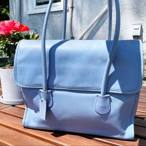 Vintage Coach Blue Flap Shopper Tote Bag